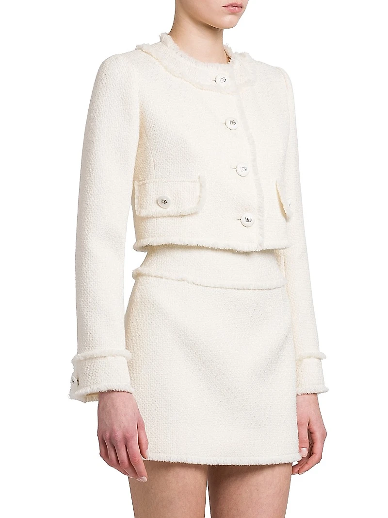 Wool-Blend Tweed Cropped Jacket