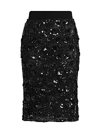 Floral Paillette Midi-Skirt