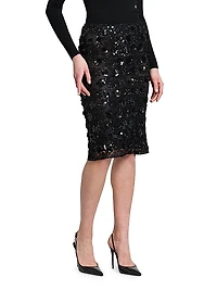 Floral Paillette Midi-Skirt