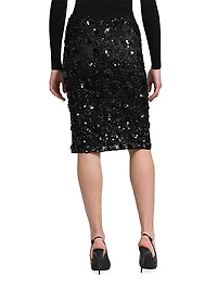 Floral Paillette Midi-Skirt