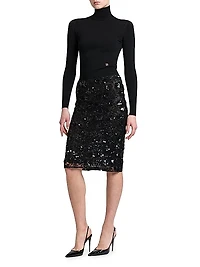 Floral Paillette Midi-Skirt