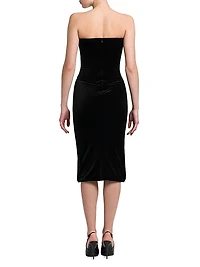 Velvet Strapless Corset Midi-Dress