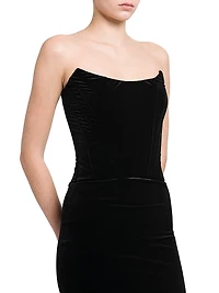 Velvet Strapless Corset Midi-Dress