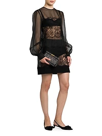 Organza Lace-Panel Minidress