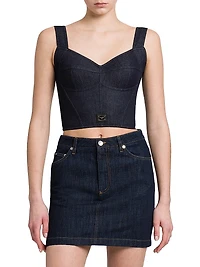 Denim Logo Hardware Corset Top