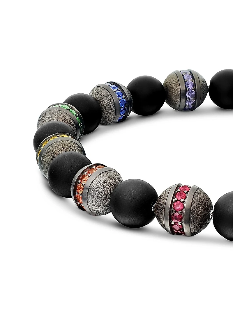 Spiritual Beads Rainbow Bracelet in Sterling Silver