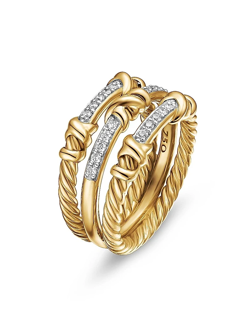 Petite Helena Wrap Three Row Ring 18K Yellow Gold