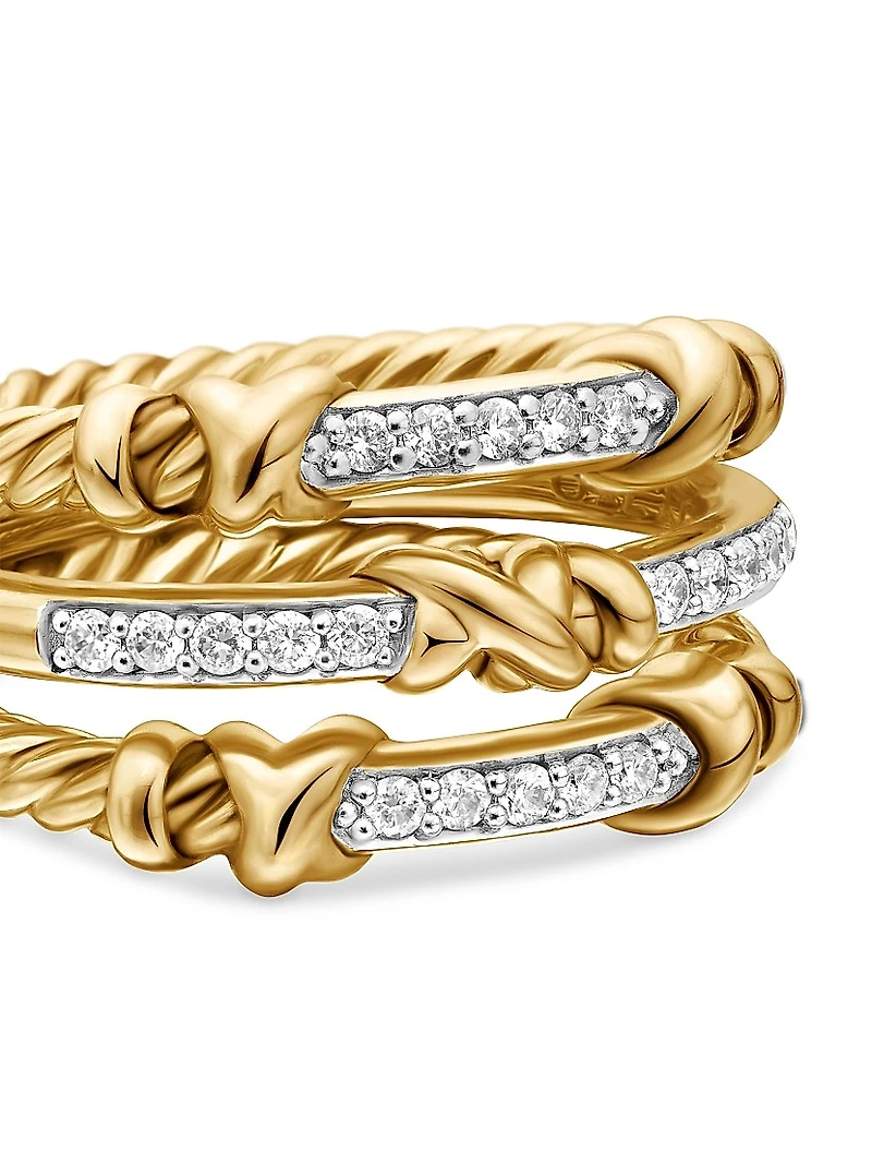 Petite Helena Wrap Three Row Ring 18K Yellow Gold
