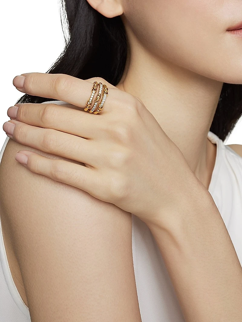 Petite Helena Wrap Three Row Ring 18K Yellow Gold