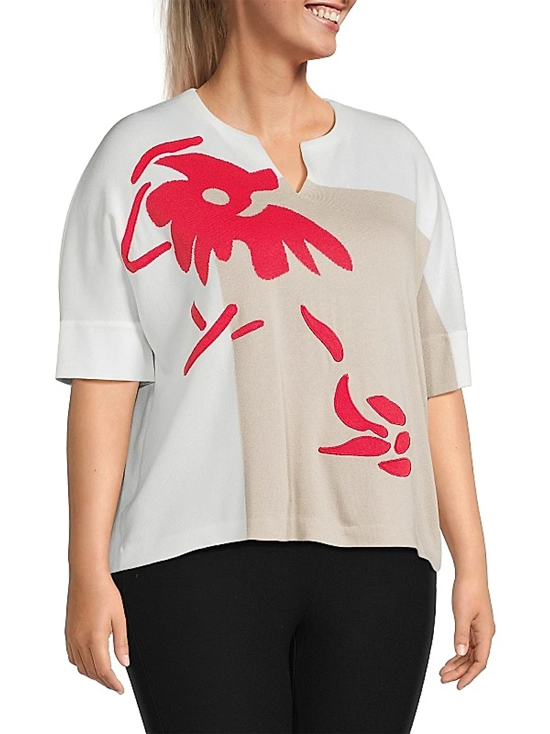 Abstract Colorblock Knit Top