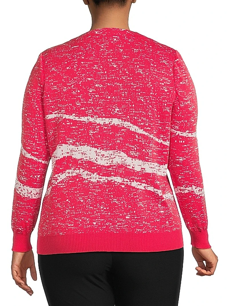 Abstract V-Neck Knit Jacket