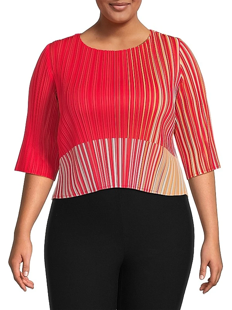 Plissé Cotton-Blend Top