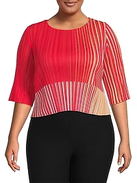 Plissé Cotton-Blend Top