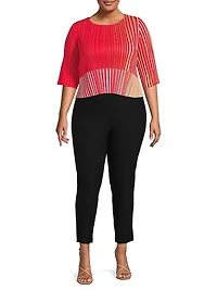 Plissé Cotton-Blend Top