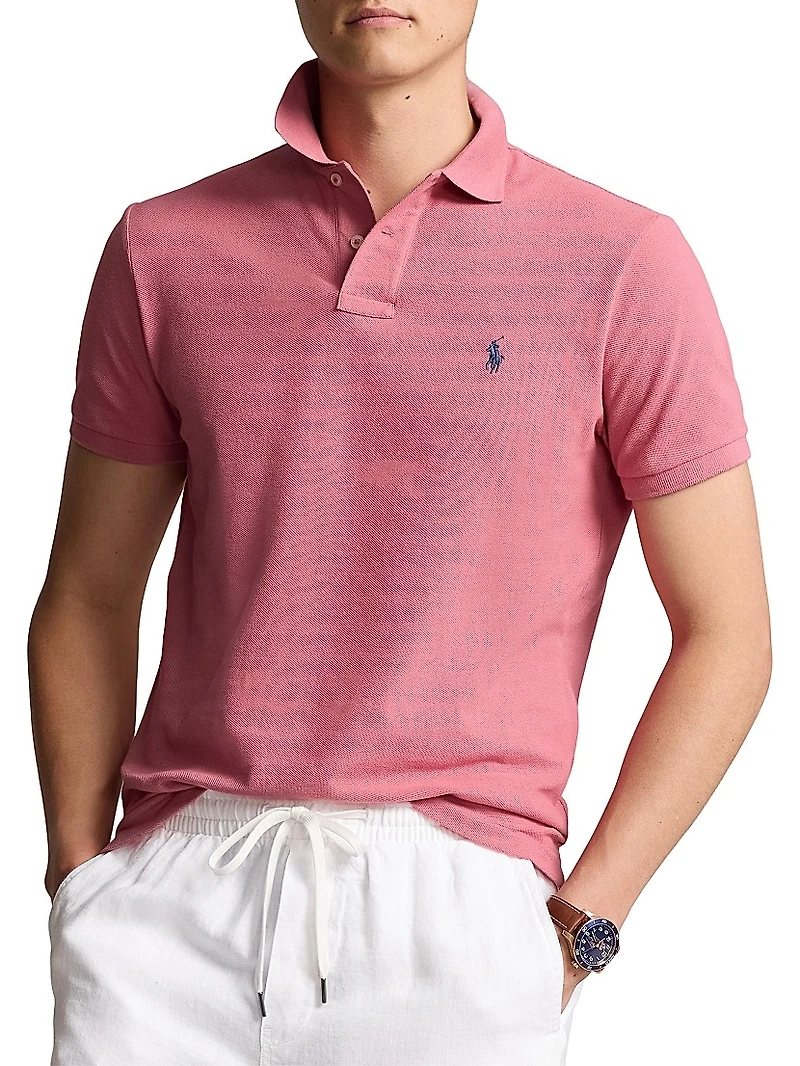 Basic Mesh Knit Polo Shirt