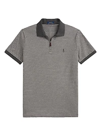 Striped Stretch Mesh Polo Shirt
