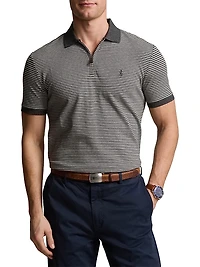 Striped Stretch Mesh Polo Shirt