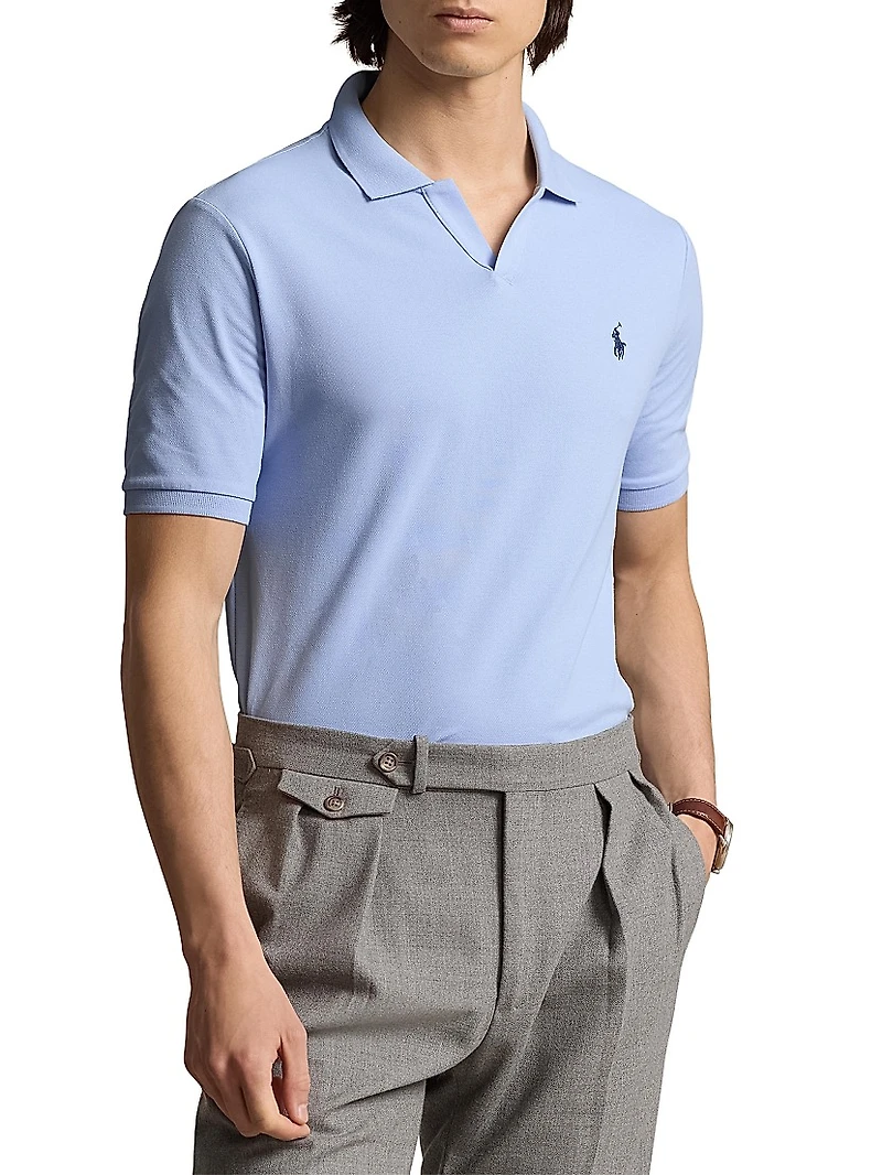 Stretch Mesh Johnny Collar Polo Shirt