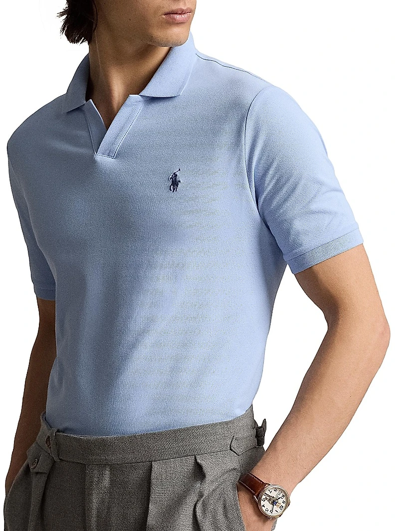 Stretch Mesh Johnny Collar Polo Shirt