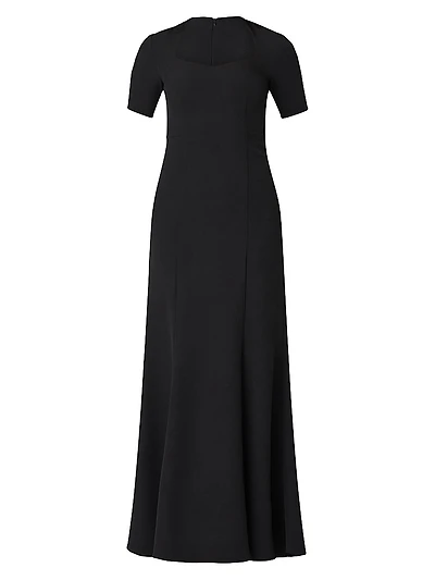 Elie Crepe Short-Sleeve Gown