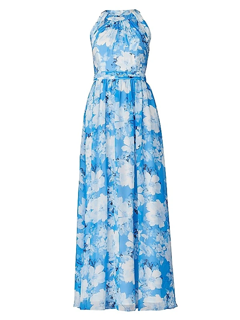 Athens Floral Silk-Blend Maxi Dress