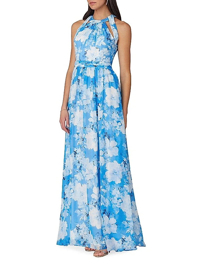 Athens Floral Silk-Blend Maxi Dress
