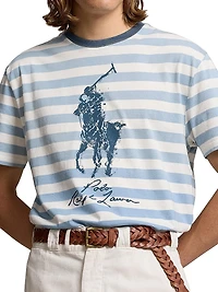 Striped Logo Cotton T-Shirt