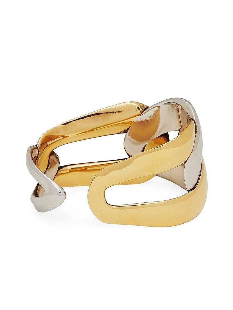 Two-Tone Chain Link Two-Finger Ring