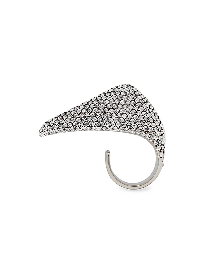 Silvertone & Crystal Claw Ring