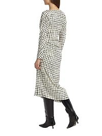 Didi Grid Silk-Blend Gathered Midi-Dress