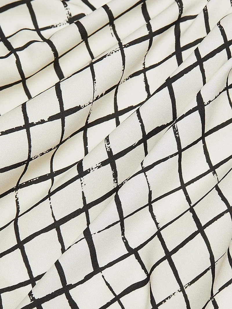 Didi Grid Silk-Blend Gathered Midi-Dress