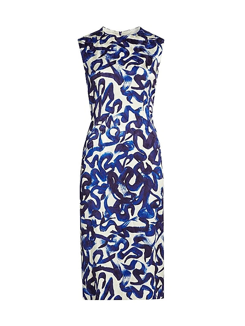 Delavina Printed Sheath Midi-Dress