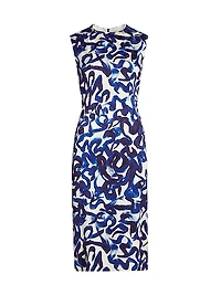 Delavina Printed Sheath Midi-Dress
