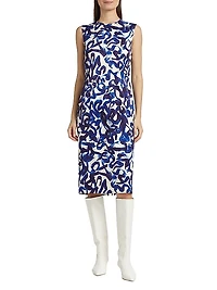 Delavina Printed Sheath Midi-Dress