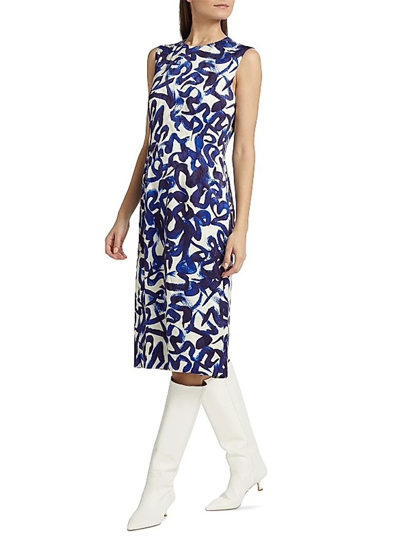 Delavina Printed Sheath Midi-Dress