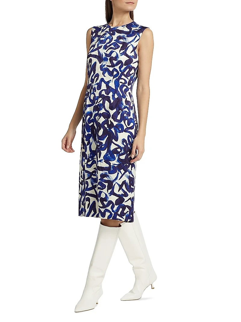 Delavina Printed Sheath Midi-Dress
