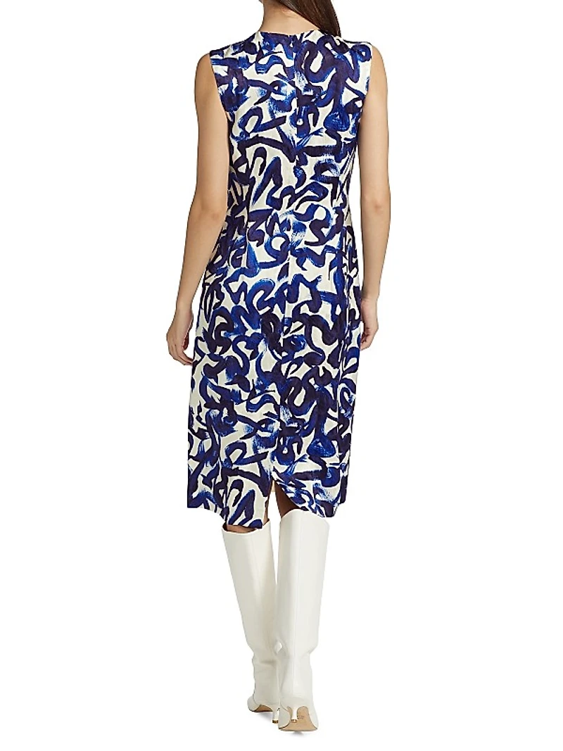Delavina Printed Sheath Midi-Dress