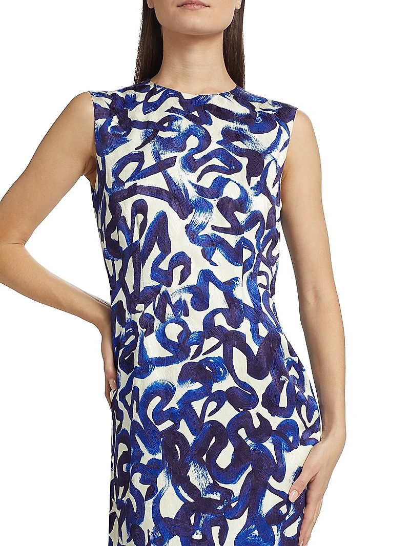 Delavina Printed Sheath Midi-Dress