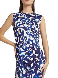 Delavina Printed Sheath Midi-Dress