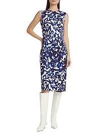 Delavina Printed Sheath Midi-Dress
