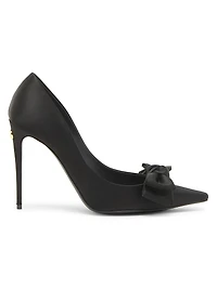 100MM Bow-Detailed Satin Pumps