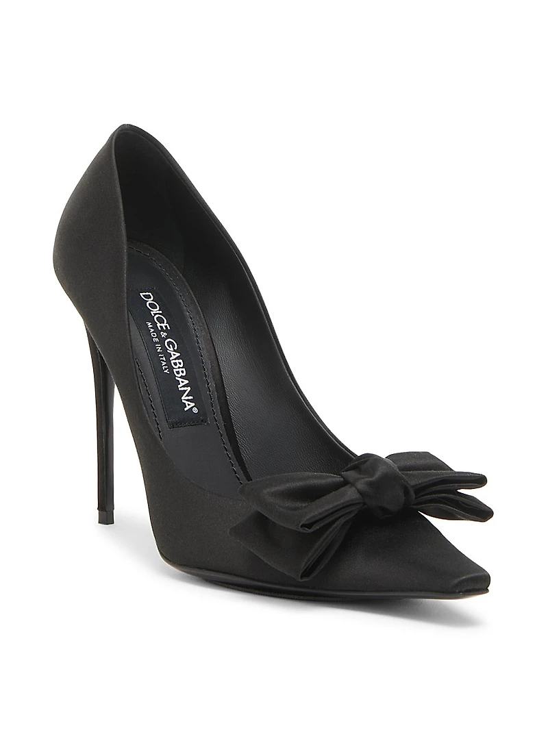100MM Bow-Detailed Satin Pumps