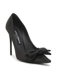 100MM Bow-Detailed Satin Pumps