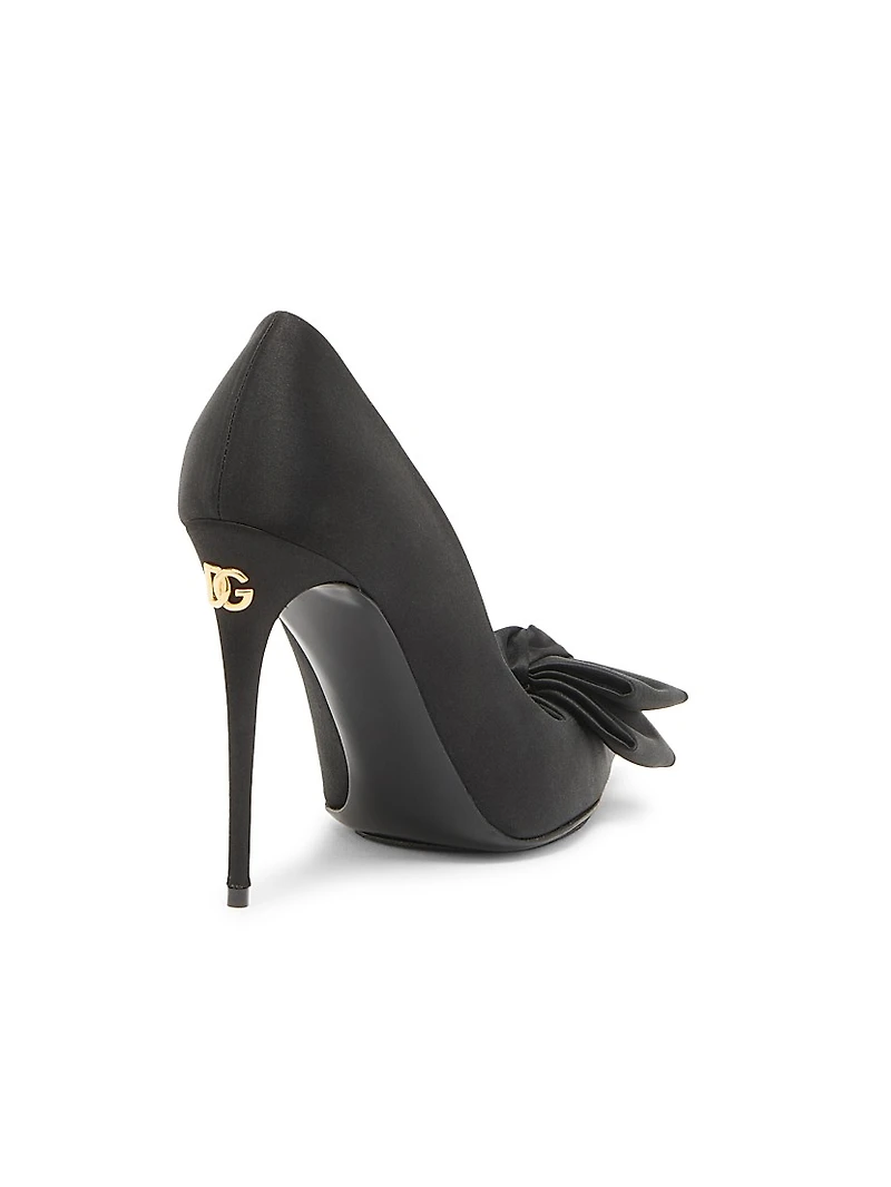 100MM Bow-Detailed Satin Pumps