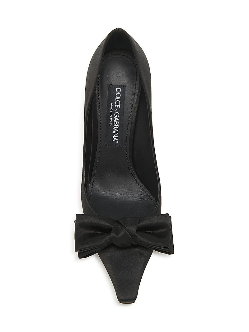 100MM Bow-Detailed Satin Pumps
