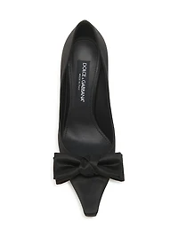 100MM Bow-Detailed Satin Pumps