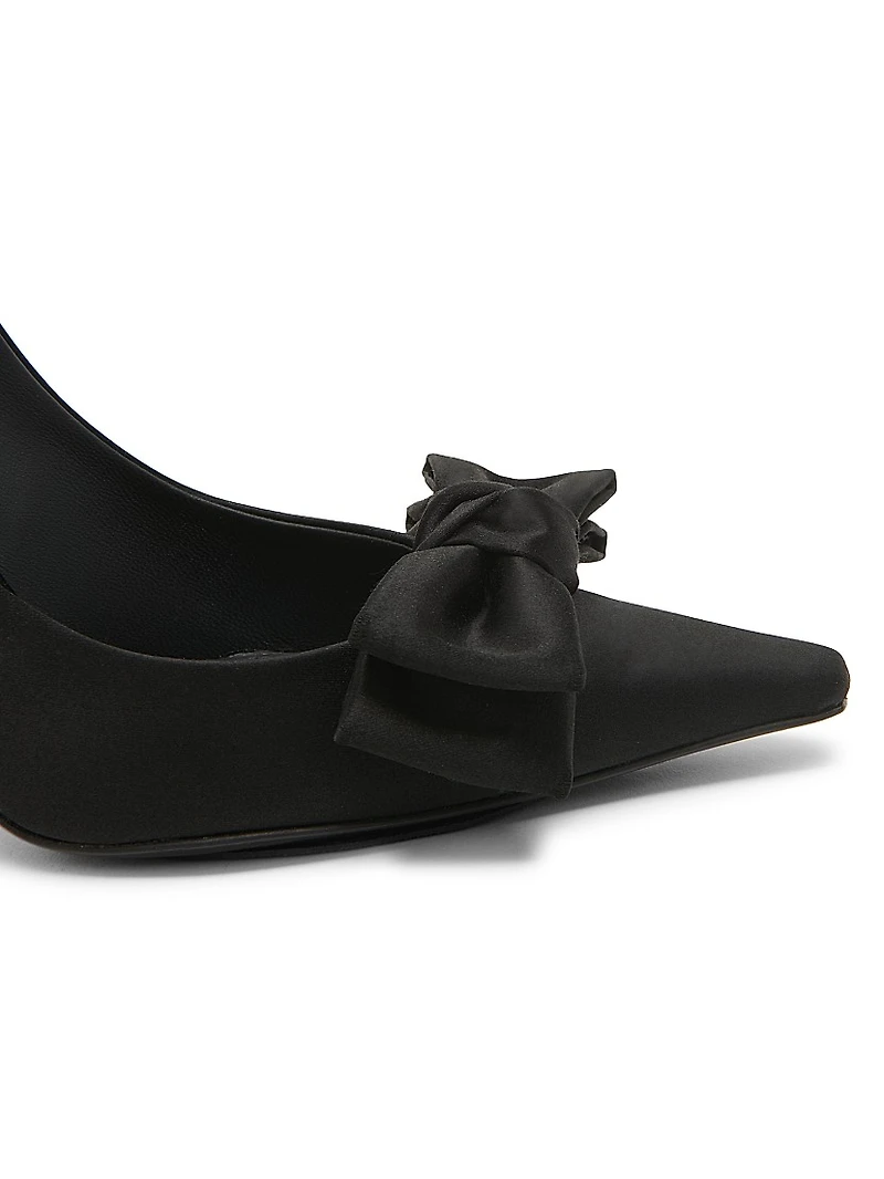 100MM Bow-Detailed Satin Pumps
