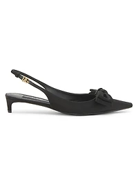 30MM Bow-Detailed Satin Kitten-Heel Pumps