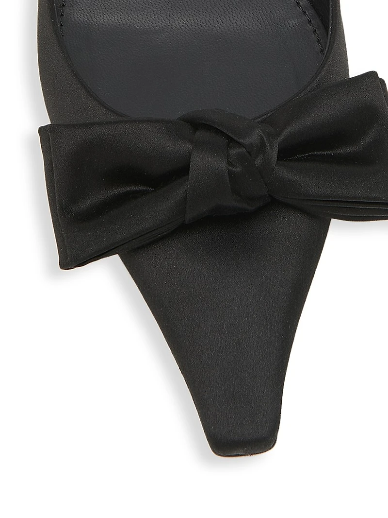 30MM Bow-Detailed Satin Kitten-Heel Pumps