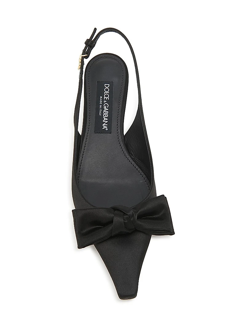 30MM Bow-Detailed Satin Kitten-Heel Pumps